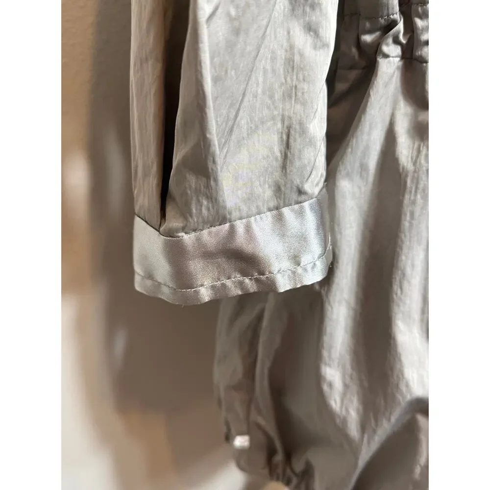Chico's Zenergy jacket 3/4 sleeve zip collar pockets silver gray long Sz 0 US S